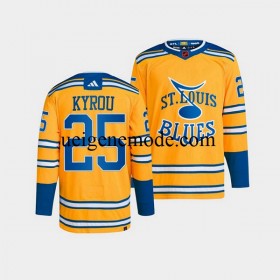Herren St. Louis Blues Eishockey Trikot Jordan Kyrou 25 Adidas 2022-2023 Reverse Retro Gelb Authentic
